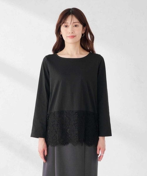 a.v.v(アーヴェヴェ)の「レース ヘム ロンT(Tシャツ/カットソー・レディース・ホワイト/ブラック・38/40)」の5枚目の写真