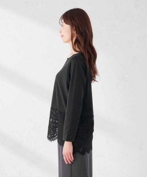 a.v.v(アーヴェヴェ)の「レース ヘム ロンT(Tシャツ/カットソー・レディース・ホワイト/ブラック・38/40)」の6枚目の写真