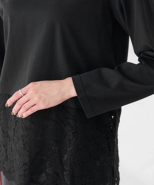 a.v.v(アーヴェヴェ)の「レース ヘム ロンT(Tシャツ/カットソー・レディース・ホワイト/ブラック・38/40)」の9枚目の写真