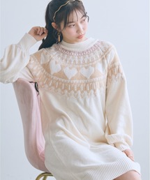 ＜大きいサイズ＞ハート柄モールチュニックワンピース marun