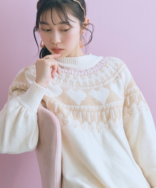marun（マルン）の「＜大きいサイズ＞ハート柄モールチュニックワンピース marun（ワンピース・レディース・アイボリー/グレイッシュベージュ/チャコールグレー・L/5L/4L/3L/LL）」の5枚目の写真