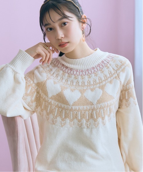 marun（マルン）の「＜大きいサイズ＞ハート柄モールチュニックワンピース marun（ワンピース・レディース・アイボリー/グレイッシュベージュ/チャコールグレー・L/5L/4L/3L/LL）」の20枚目の写真