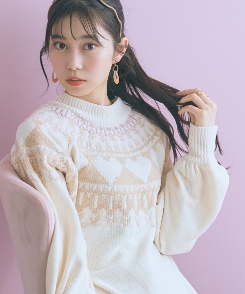 marun（マルン）の「＜大きいサイズ＞ハート柄モールチュニックワンピース marun（ワンピース・レディース・アイボリー/グレイッシュベージュ/チャコールグレー・L/5L/4L/3L/LL）」の21枚目の写真