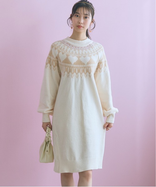 marun（マルン）の「＜大きいサイズ＞ハート柄モールチュニックワンピース marun（ワンピース・レディース・アイボリー/グレイッシュベージュ/チャコールグレー・L/5L/4L/3L/LL）」の22枚目の写真