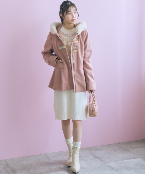 marun（マルン）の「＜大きいサイズ＞ハート柄モールチュニックワンピース marun（ワンピース・レディース・アイボリー/グレイッシュベージュ/チャコールグレー・L/5L/4L/3L/LL）」の6枚目の写真