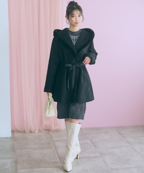 marun（マルン）の「＜大きいサイズ＞ハート柄モールチュニックワンピース marun（ワンピース・レディース・アイボリー/グレイッシュベージュ/チャコールグレー・L/5L/4L/3L/LL）」の9枚目の写真