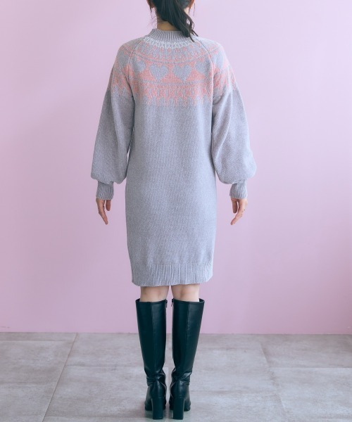 marun（マルン）の「＜大きいサイズ＞ハート柄モールチュニックワンピース marun（ワンピース・レディース・アイボリー/グレイッシュベージュ/チャコールグレー・L/5L/4L/3L/LL）」の19枚目の写真
