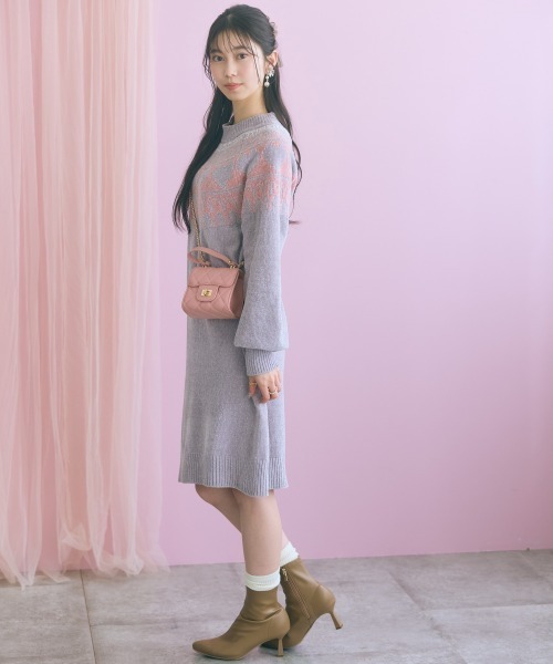 marun（マルン）の「＜大きいサイズ＞ハート柄モールチュニックワンピース marun（ワンピース・レディース・アイボリー/グレイッシュベージュ/チャコールグレー・L/5L/4L/3L/LL）」の10枚目の写真