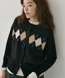 アーガイルニットカーディガン