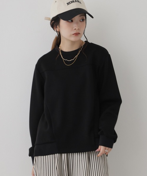 BRODIAEA(ブローディア)の「BRODIAEA ダンボール×ニットドッキングカットソー(Tシャツ/カットソー・レディース・ブラック/ベージュ/グリーン/ローズ・40)」の2枚目の写真