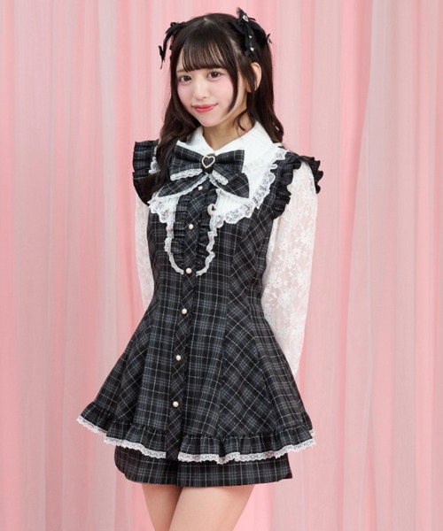 Secret Honey（シークレットハニー）の「裾フリルレースヨークセットアップ（セットアップ・レディース・ブラック/ブラックミックス・MEDIUM）」の4枚目の写真