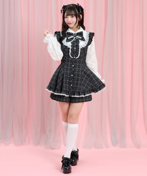 Secret Honey（シークレットハニー）の「裾フリルレースヨークセットアップ（セットアップ・レディース・ブラック/ブラックミックス・MEDIUM）」の3枚目の写真