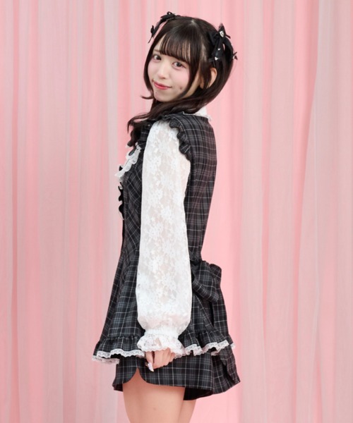 Secret Honey（シークレットハニー）の「裾フリルレースヨークセットアップ（セットアップ・レディース・ブラック/ブラックミックス・MEDIUM）」の5枚目の写真