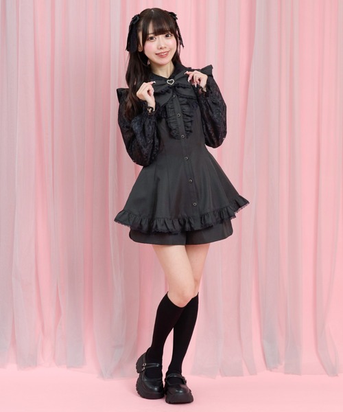 Secret Honey（シークレットハニー）の「裾フリルレースヨークセットアップ（セットアップ・レディース・ブラック/ブラックミックス・MEDIUM）」の6枚目の写真