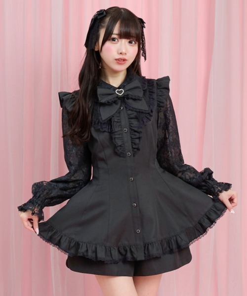 Secret Honey（シークレットハニー）の「裾フリルレースヨークセットアップ（セットアップ・レディース・ブラック/ブラックミックス・MEDIUM）」の7枚目の写真