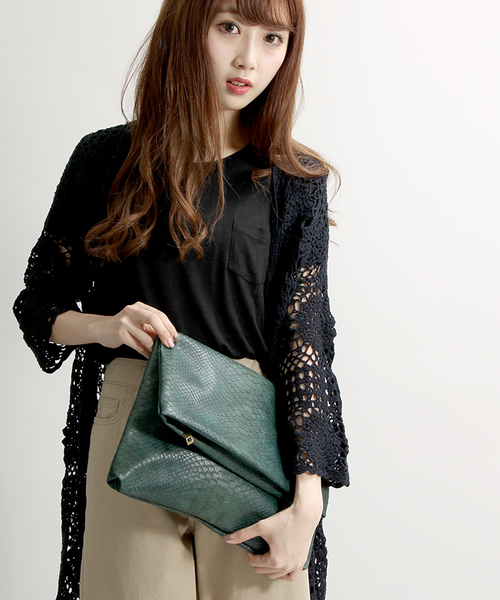 WEGO（ウィゴー）の「WEGO/アニマル柄クラッチバッグ（クラッチバッグ・レディース・グリーン/ピンク/その他1/ブラック・FREE）」の2枚目の写真