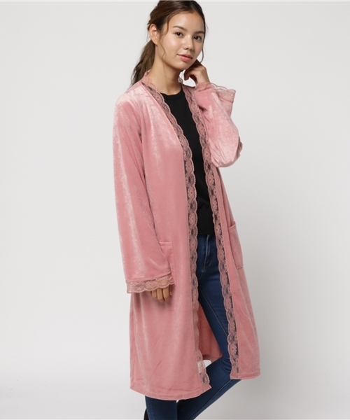 WEGO（ウィゴー）の「WEGO/ベロアレースガウン（シャツ/ブラウス・レディース・ブラック/ピンク・FREE）」の14枚目の写真