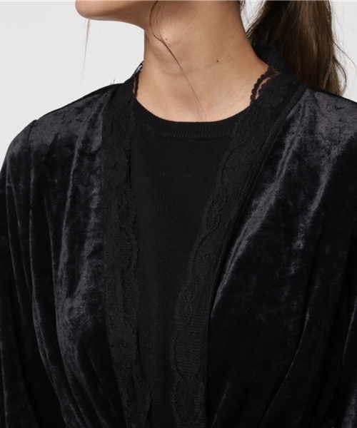 WEGO（ウィゴー）の「WEGO/ベロアレースガウン（シャツ/ブラウス・レディース・ブラック/ピンク・FREE）」の6枚目の写真