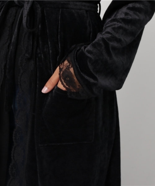 WEGO（ウィゴー）の「WEGO/ベロアレースガウン（シャツ/ブラウス・レディース・ブラック/ピンク・FREE）」の8枚目の写真