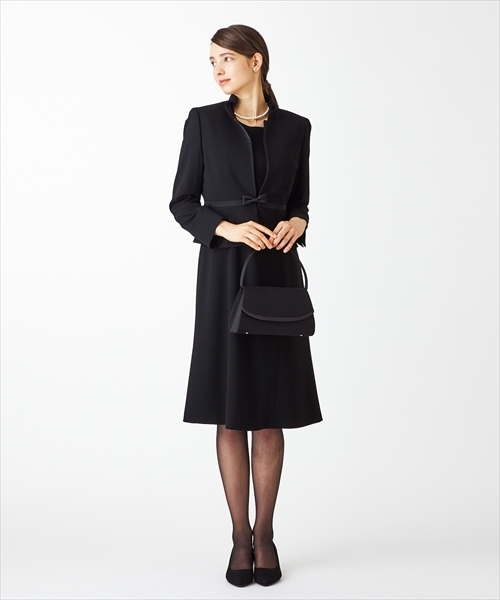Aimer エメ の 喪服 礼服 Aimer ブラックフォーマル スタンドカラージャケット 七分袖ワンピースアンサンブル ワンピース Wear