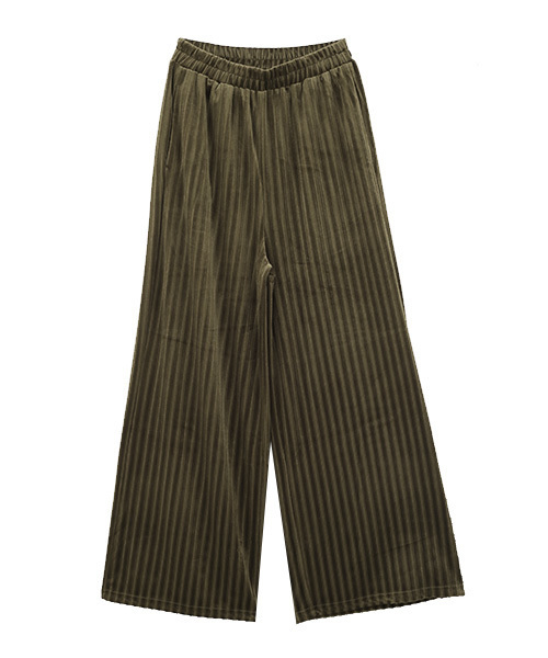 Luz Llena(ラズレナ)の「プリーツ風ベロアワイドパンツ(その他パンツ・レディース・ブラック/カーキ/オレンジ・MEDIUM)」の3枚目の写真