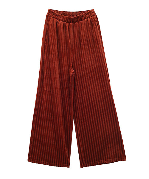 Luz Llena(ラズレナ)の「プリーツ風ベロアワイドパンツ(その他パンツ・レディース・ブラック/カーキ/オレンジ・MEDIUM)」の10枚目の写真