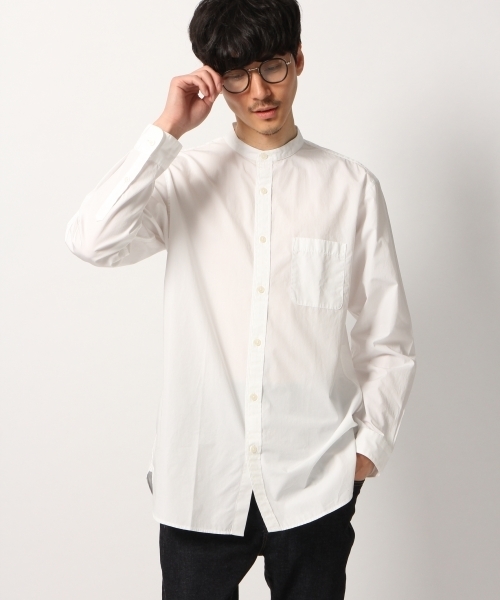 GLOBAL WORK（グローバルワーク）の「バンドカラーシャツ/777083（シャツ/ブラウス・メンズ・ベージュ系その他3/ホワイト/ライトブルー・X-LARGE/LARGE/MEDIUM/SMALL）」の2枚目の写真