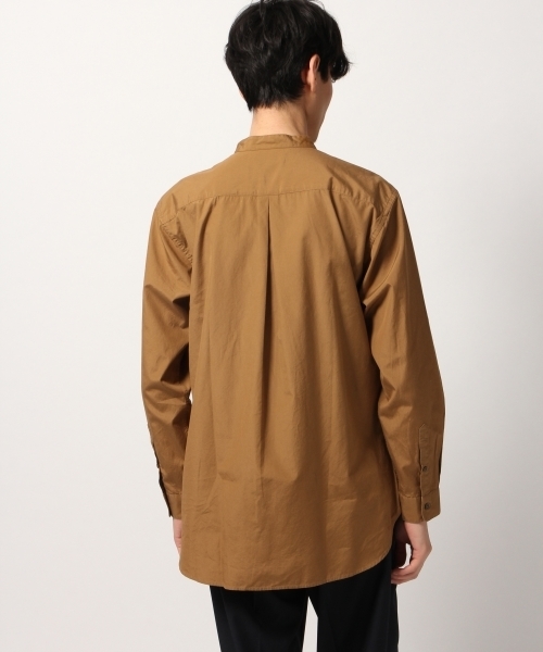 タイトブース バンドカラー リップルシャツ ベージュ ライトブラウン XL GLOBAL WORK（グローバルワーク）の「バンドカラーシャツ/777083