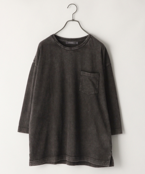 RAGEBLUE（レイジブルー）の「ケミカルドロップショルダークルー7分袖/793974（Tシャツ/カットソー・メンズ・ライトブルー/ブラック/ブルー・LARGE/MEDIUM/SMALL）」の2枚目の写真