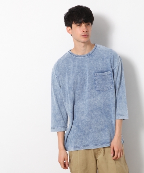 RAGEBLUE（レイジブルー）の「ケミカルドロップショルダークルー7分袖/793974（Tシャツ/カットソー・メンズ・ライトブルー/ブラック/ブルー・LARGE/MEDIUM/SMALL）」の9枚目の写真