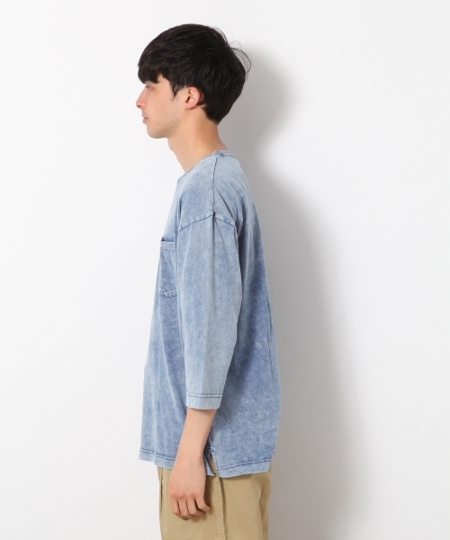 RAGEBLUE（レイジブルー）の「ケミカルドロップショルダークルー7分袖/793974（Tシャツ/カットソー・メンズ・ライトブルー/ブラック/ブルー・LARGE/MEDIUM/SMALL）」の15枚目の写真