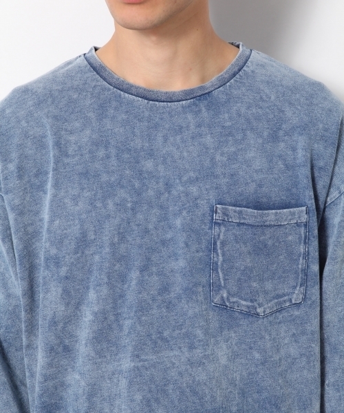 RAGEBLUE（レイジブルー）の「ケミカルドロップショルダークルー7分袖/793974（Tシャツ/カットソー・メンズ・ライトブルー/ブラック/ブルー・LARGE/MEDIUM/SMALL）」の13枚目の写真