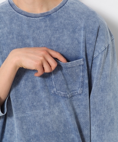 RAGEBLUE（レイジブルー）の「ケミカルドロップショルダークルー7分袖/793974（Tシャツ/カットソー・メンズ・ライトブルー/ブラック/ブルー・LARGE/MEDIUM/SMALL）」の11枚目の写真