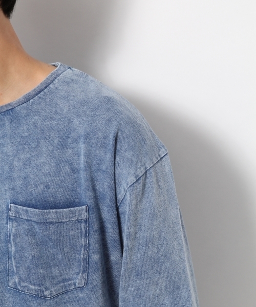 RAGEBLUE（レイジブルー）の「ケミカルドロップショルダークルー7分袖/793974（Tシャツ/カットソー・メンズ・ライトブルー/ブラック/ブルー・LARGE/MEDIUM/SMALL）」の8枚目の写真