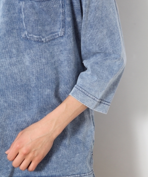 RAGEBLUE（レイジブルー）の「ケミカルドロップショルダークルー7分袖/793974（Tシャツ/カットソー・メンズ・ライトブルー/ブラック/ブルー・LARGE/MEDIUM/SMALL）」の14枚目の写真