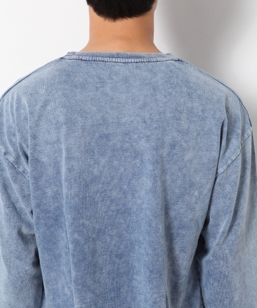RAGEBLUE（レイジブルー）の「ケミカルドロップショルダークルー7分袖/793974（Tシャツ/カットソー・メンズ・ライトブルー/ブラック/ブルー・LARGE/MEDIUM/SMALL）」の4枚目の写真