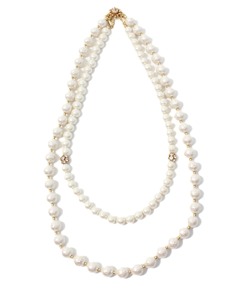 laboratory work（ラボラトリーワーク）の「ダブルパール 　ネックレス　【結婚式】（ネックレス・レディース・アイボリー/オフホワイト・フリー/MEDIUM）」の2枚目の写真