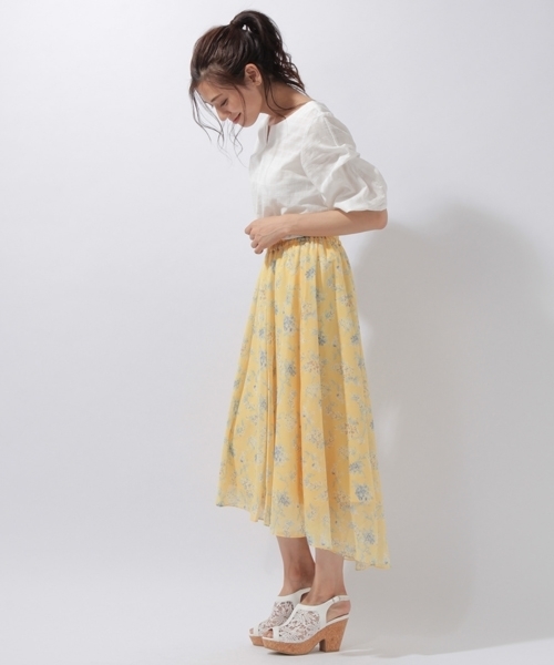 laboratory work（ラボラトリーワーク）の「花柄ロングスカート（スカート・レディース・ライトグレー/ネイビー/イエロー・MEDIUM）」の15枚目の写真