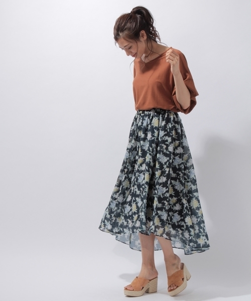 laboratory work（ラボラトリーワーク）の「花柄ロングスカート（スカート・レディース・ライトグレー/ネイビー/イエロー・MEDIUM）」の14枚目の写真