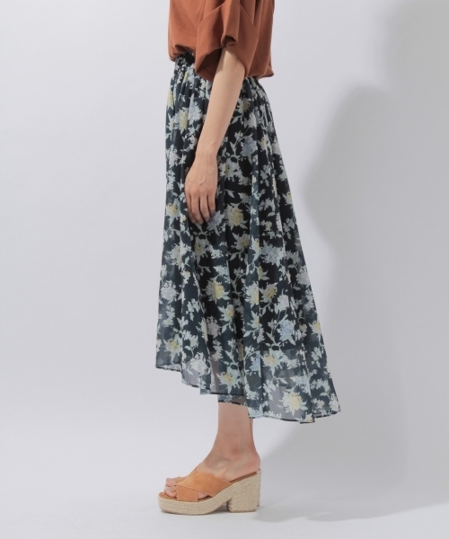 laboratory work（ラボラトリーワーク）の「花柄ロングスカート（スカート・レディース・ライトグレー/ネイビー/イエロー・MEDIUM）」の12枚目の写真