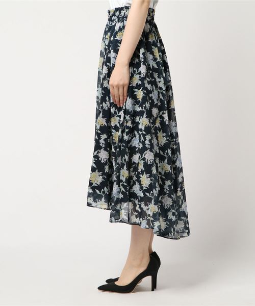 laboratory work（ラボラトリーワーク）の「花柄ロングスカート（スカート・レディース・ライトグレー/ネイビー/イエロー・MEDIUM）」の4枚目の写真