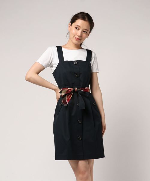 美品♡バーバリーブルーレーベル クレストブリッジ　リボンギャザースカート　カーキ 中古・古着通販】BLUE LABEL CRESTBRIDGE (ブルーレーベル