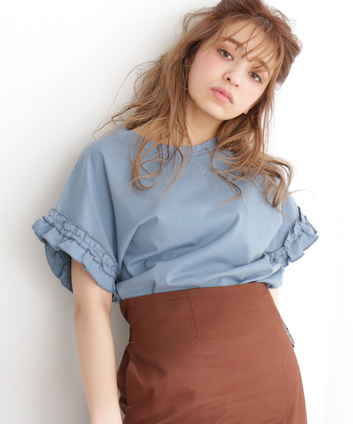 FREE'S MART(フリーズマート)の「フリルスリーブカットソー(Tシャツ/カットソー・レディース・ブラック/ホワイト/ホワイト系その他/ブラウン/ブルー・FREE)」の5枚目の写真