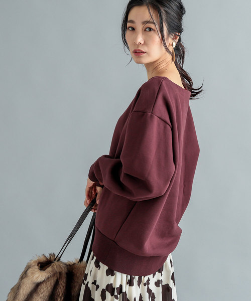 RIVE DROITE（リヴドロワ）の「【洗える】ボートネックヘビー裏毛カットソー（Tシャツ/カットソー・レディース・ボルドー/ネイビー・FREE）」の2枚目の写真