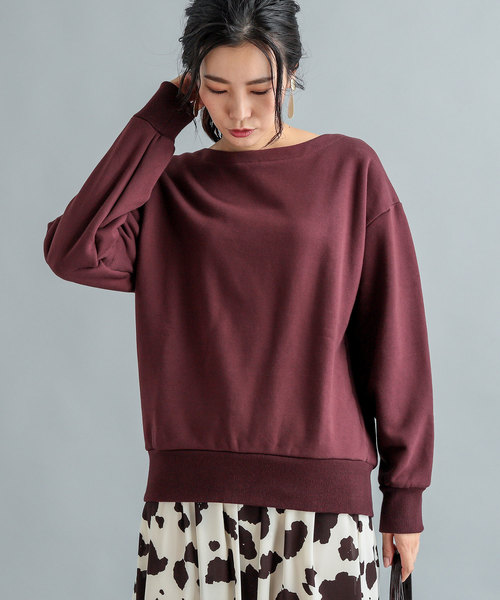 RIVE DROITE（リヴドロワ）の「【洗える】ボートネックヘビー裏毛カットソー（Tシャツ/カットソー・レディース・ボルドー/ネイビー・FREE）」の3枚目の写真