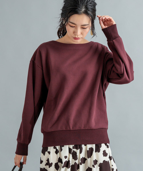 RIVE DROITE（リヴドロワ）の「【洗える】ボートネックヘビー裏毛カットソー（Tシャツ/カットソー・レディース・ボルドー/ネイビー・FREE）」の4枚目の写真