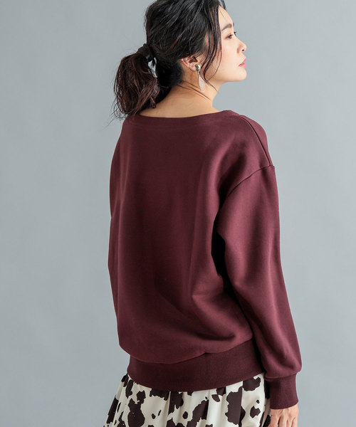 RIVE DROITE（リヴドロワ）の「【洗える】ボートネックヘビー裏毛カットソー（Tシャツ/カットソー・レディース・ボルドー/ネイビー・FREE）」の7枚目の写真