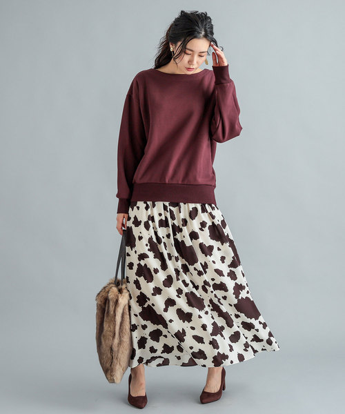 RIVE DROITE（リヴドロワ）の「【洗える】ボートネックヘビー裏毛カットソー（Tシャツ/カットソー・レディース・ボルドー/ネイビー・FREE）」の8枚目の写真