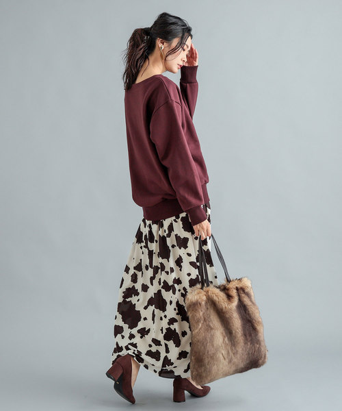 RIVE DROITE（リヴドロワ）の「【洗える】ボートネックヘビー裏毛カットソー（Tシャツ/カットソー・レディース・ボルドー/ネイビー・FREE）」の9枚目の写真