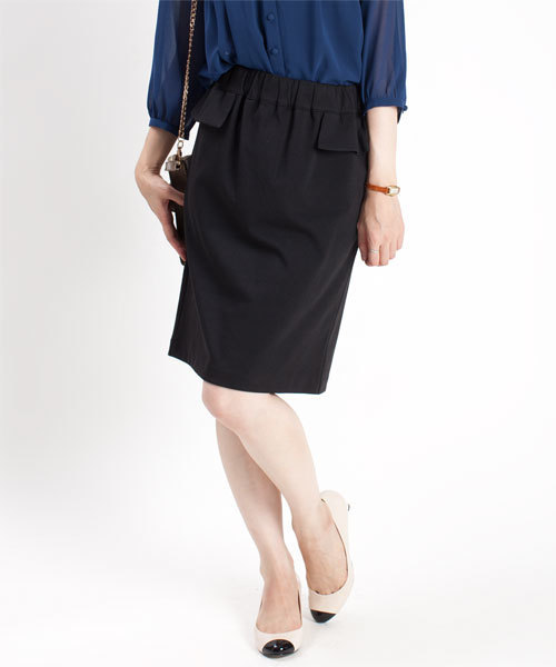 NANO universe（ナノユニバース）の「ペプラムフリルペンシルスカート（スカート・レディース・モカ/ブルー/ブラック/チャコール・FREE）」の7枚目の写真